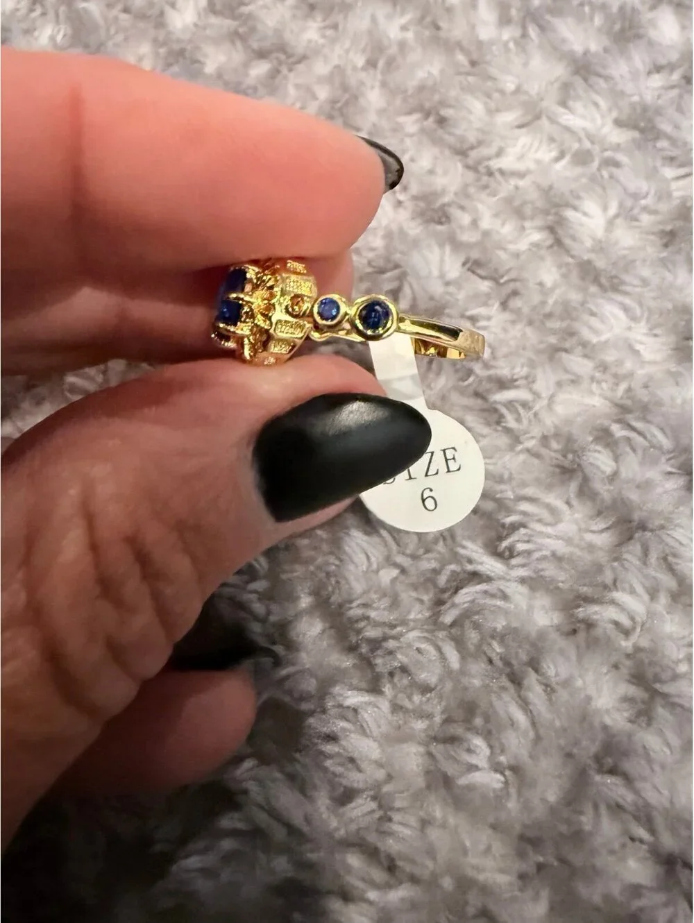 Fragrant Jewels September Sapphire Birthstone Ring Gold Tone Blue Halo